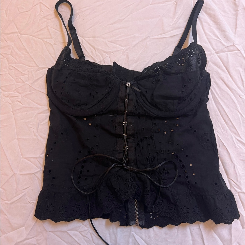 rebel flow eyelet corset top
